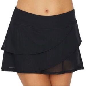 COCO REEF Ruffle Swimsuit Skirt High Waist Black Mesh Swim Skort XXL New NWT